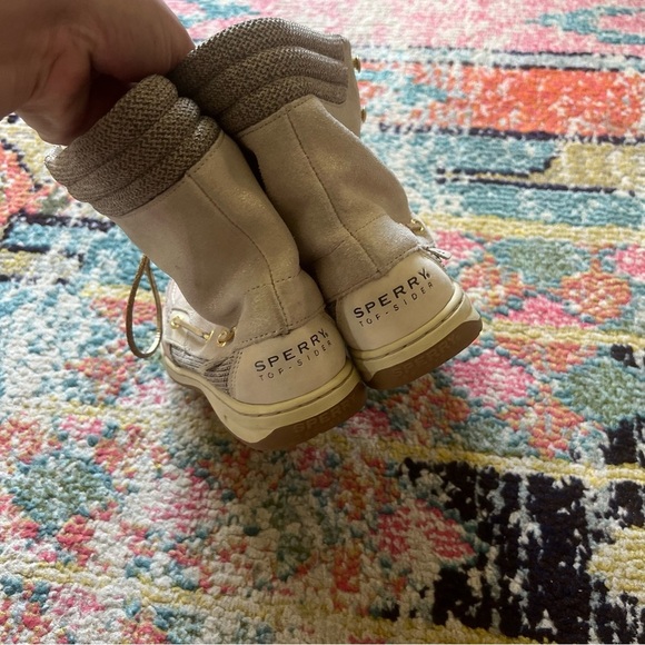 Sperry Top-Sider Hikerfish Lace-Up Leather Ankle Boots size 6.5 Tan Gold Shimmer - Picture 4 of 8